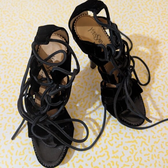 YSL Tom Ford for Yves St Laurent Velvet Gladiator Heels 37 - Picture 3 of 11